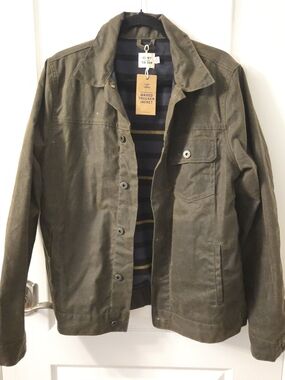 Flint and Tinder Waxed Trucker Jacket - Olive Brown